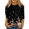 Children's 3/4 Sleeve Tops Casual  Print T Shirt Round Neck Pullover Blouse