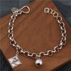Silver Color Vintage Punk Chain Bracelet for Women Men Niche Design Square Ball Pendant Bracelets Party Jewelry Gifts