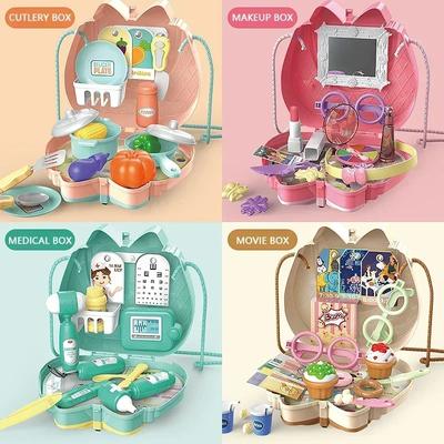 Girls Makeup Sets With Crossbody Bag Pretend Play Doctor Kits Travel Bag Play Food Toys Ice Cream Playset For Kids Toddlers Gift