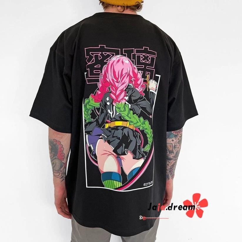 Demon Slayer Kanroji Mitsuri Anime Manga T-Shirt Tee Short Sleeve Polyester Black M
