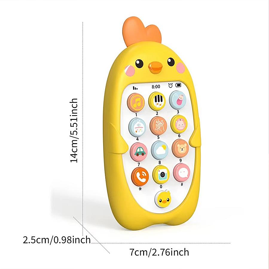 Multifunctional and Cute Baby Mobile Phone Toy with Sensory Learning Function, Multiple Sound, Light and Music Effects, Can Be C