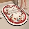 Thickened diatom mud floor mat festive flower toilet bathroom door absorbent mat entry door foot pad red carpet