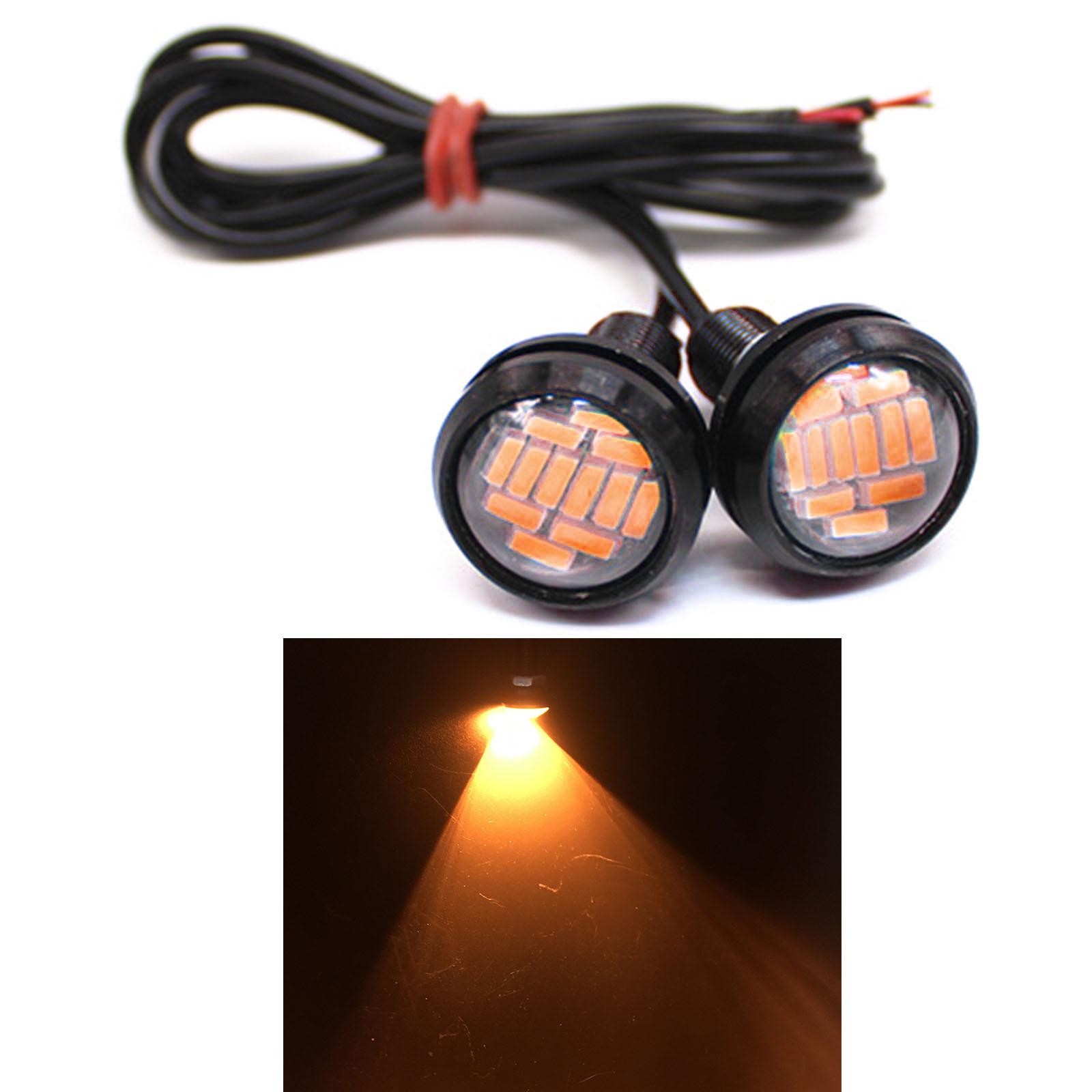 

2x Світлодіодні Око Орла 23 мм 4014 12SMD Високої Потужності Автомобільні Денні Ходові Вогні Запасні Поворотні Сигнали Автоматичні Ліхтарі Номерного Знака Білі жовтий