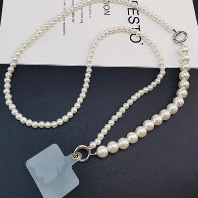 Catena per telefono con perline a tracolla per iPhone, Samsung, Xiaomi e Huawei, universale, con ciondolo per telefono, staccabile, 2 in 1, corda corta