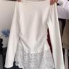 Women's Faux Two-Piece Lace Halter Long Sleeve T-Shirt: Slim-Fit, Versatile, Niche Design for Spring/Autumn