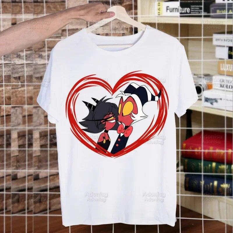 Helluva Boss Printed T Shirt Unisex Retro Washed Tops Tees Harajuku Tshirt Streetwear Hip Hop Unisex T-shirts