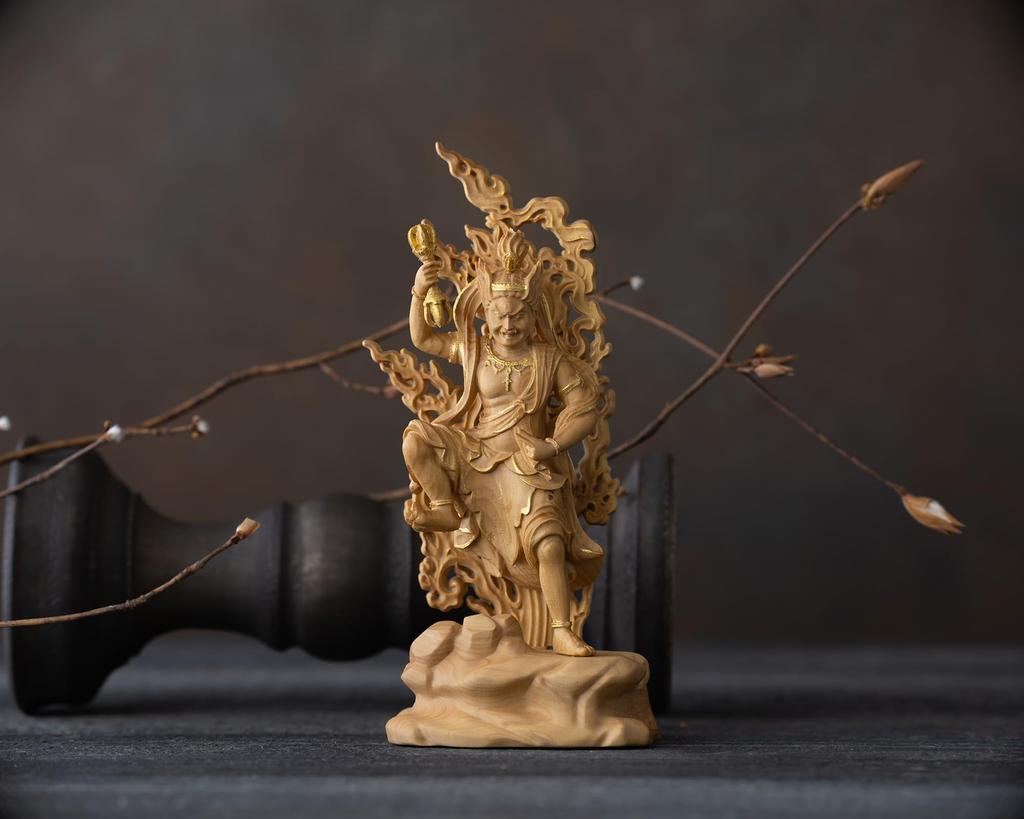 Tiny Buddha Zao Gongen 12cm gold paint Buddha wood ornament Zao Gongen (wood boxwood, finish) - statue, figure, carving, (GSB