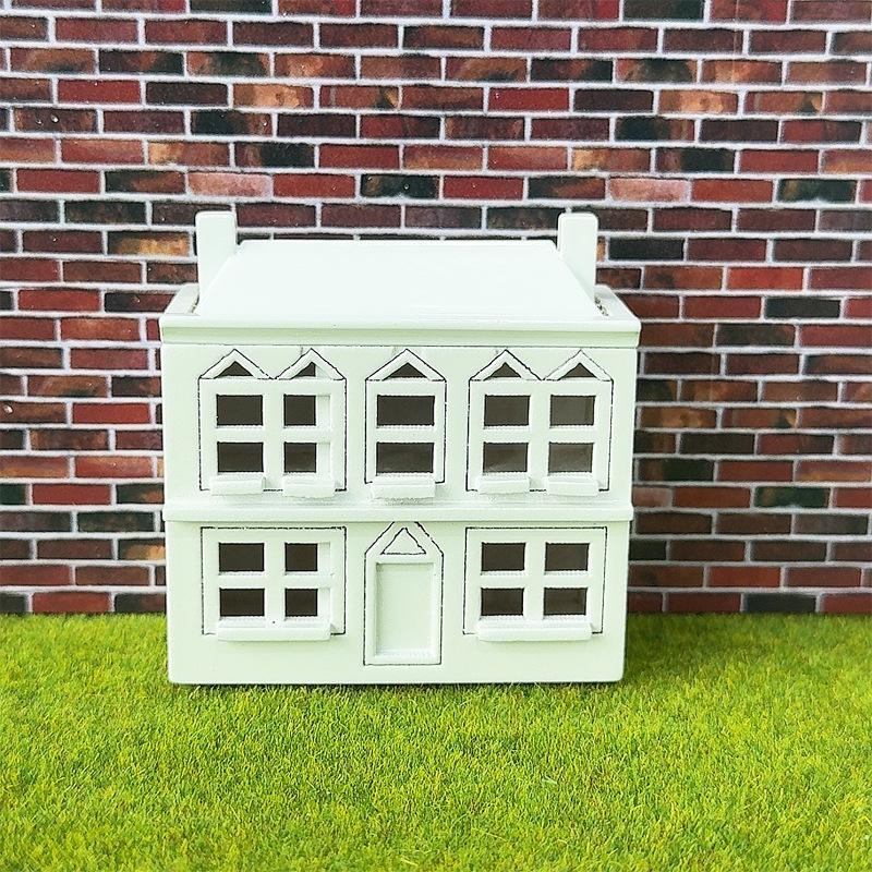 1:12 Dollhouse Miniatures White Wooden Villa Small House Model Doll House Decor Micro Landscape Ornaments Pretend Play Toys Diy