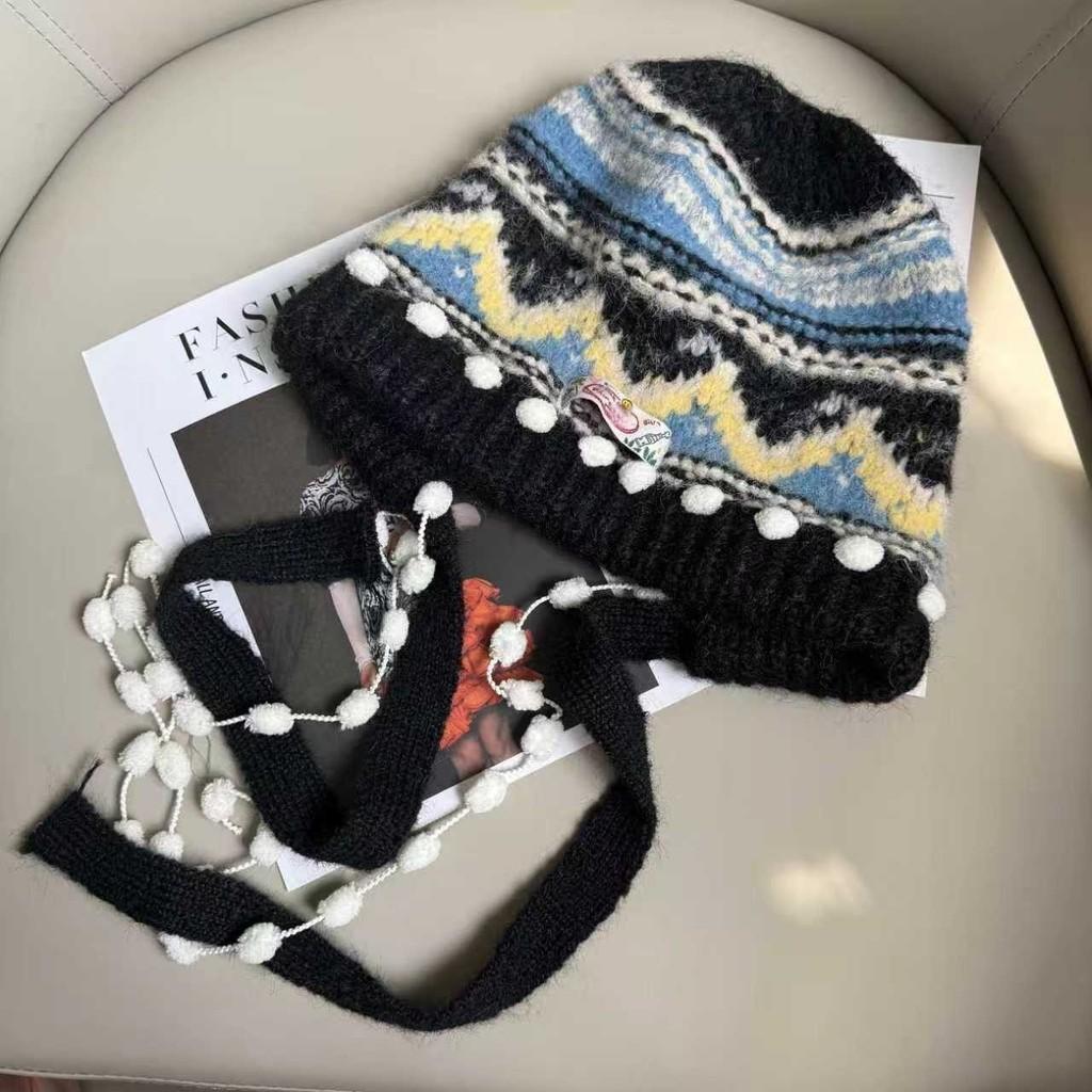 Beanie Hat Women Winter Knitted Warm Cap With Tassels For Casual Wear Black