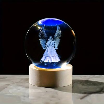 1pc, Guardian Angel 3D Crystal Ball Night Light, Valentine's Day, Birthday, Anniversary Gift for Wife, Girlfriend, Mother