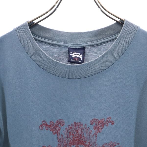 STUSSY 90s Made in USA Navy Tag Print Short sleeve T-shirt S Bluish Men's Used