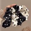2025 New Style Women's Polka Dot Satin Pearl Hair Tie Bun Head Ring