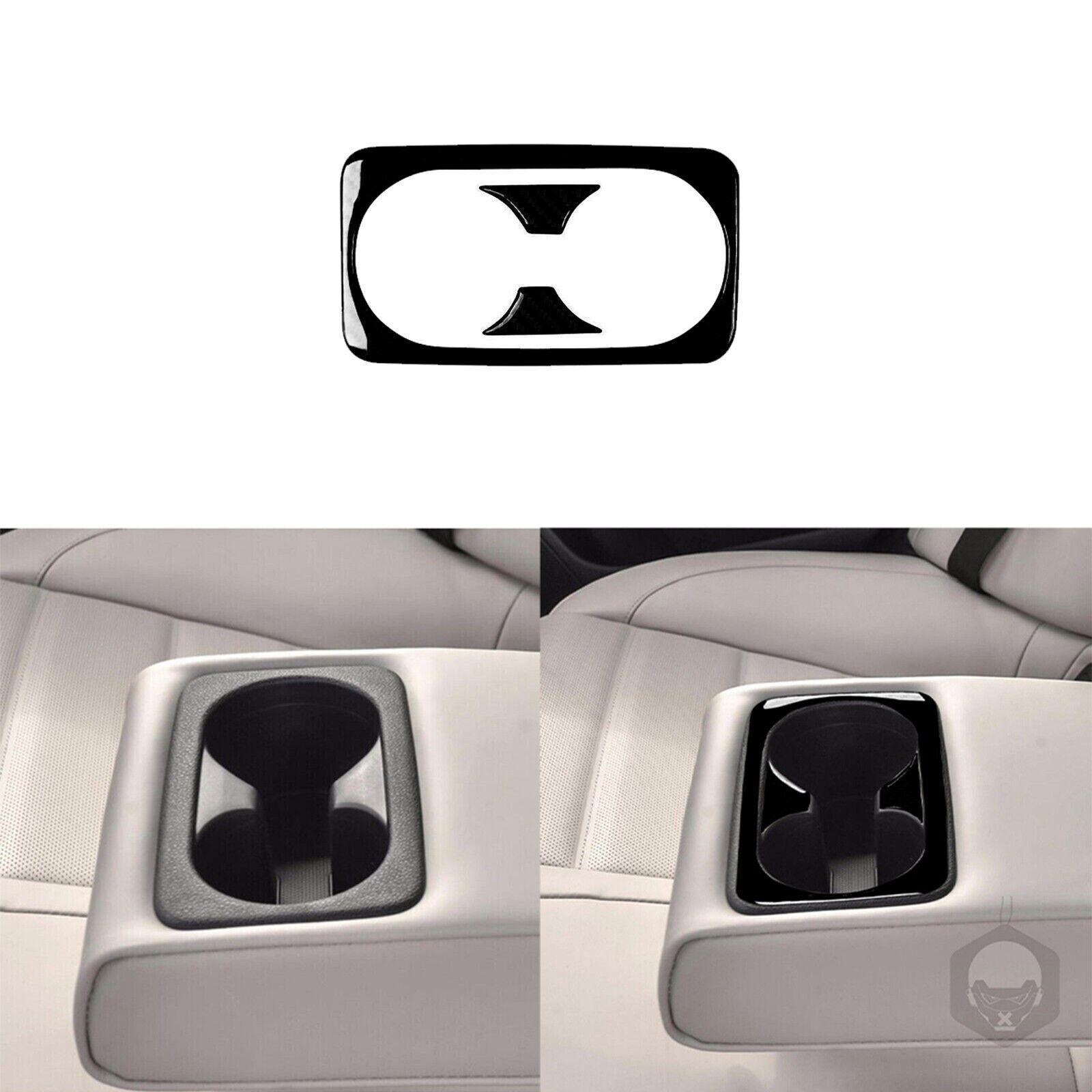 3Pcs Piano Black Rear Water Cup Holder Panel Cover Sticker For Kia Stinger 18-23