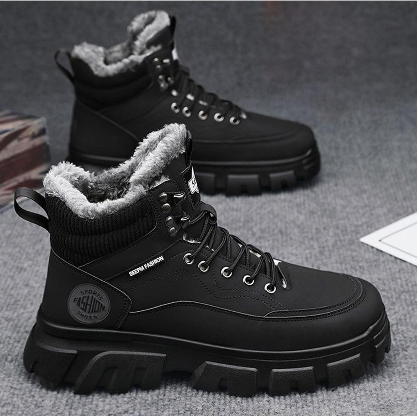 Мужская мода повседневные хлопковые кожаные ботинки в стиле ретро мотоциклетные ботинки 39 чёрный 2298₽