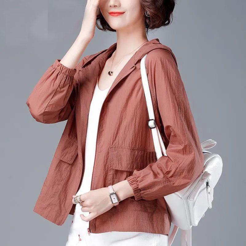 Abbigliamento da donna corto, leggero, ampio, traspirante, protezione solare, taglia grande, comodo, trench, capospalla estivo autunnale