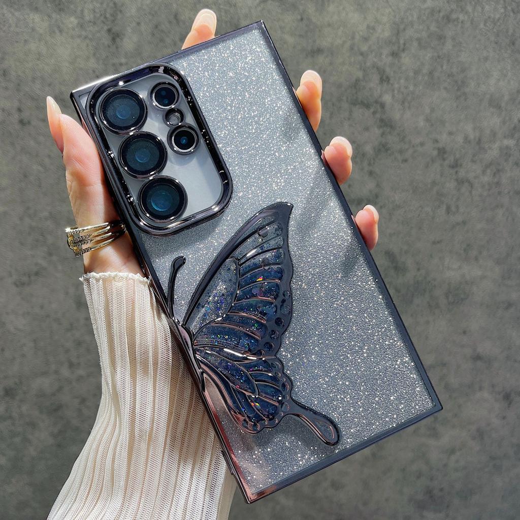 Quicksand Butterfly Suitable for Samsung S24 Ultra Gradient Glitter Powder Mobile Case S24 Luxury S24plus Protective Case Trendy