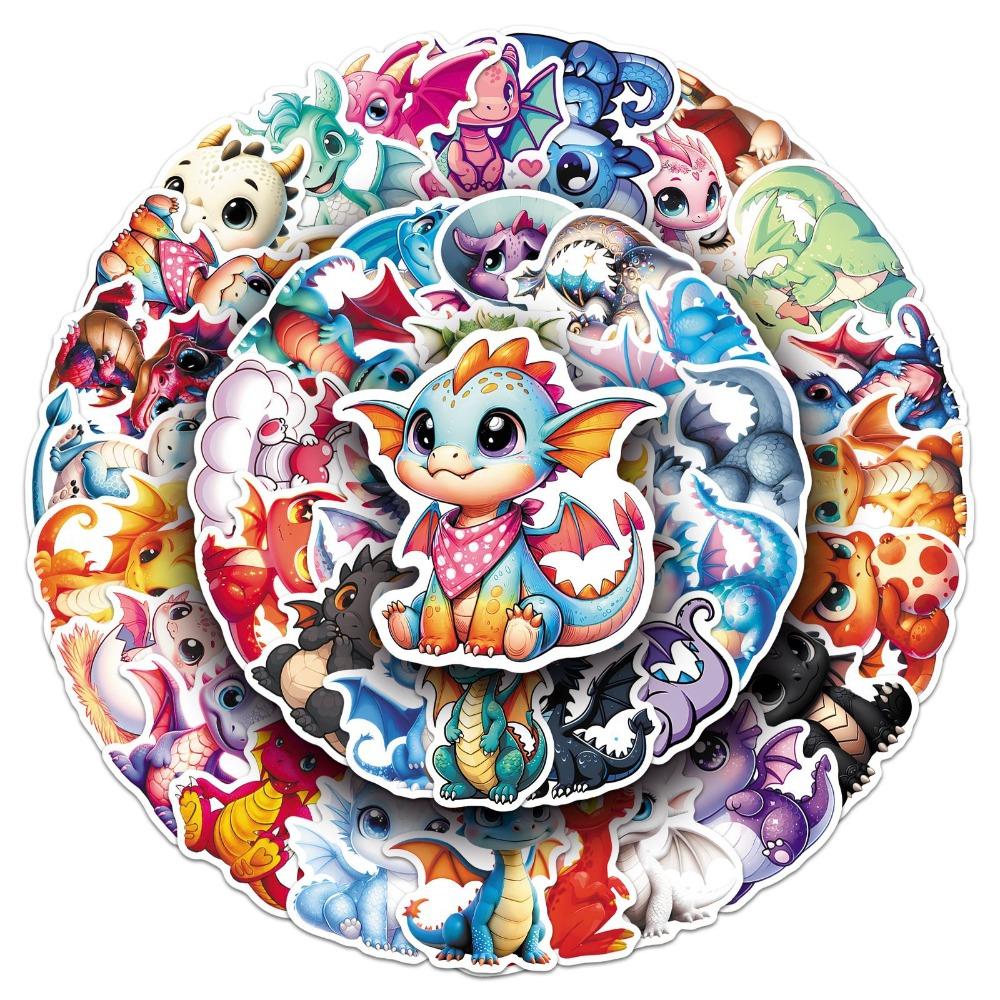 50Pcs Cartoon Flying Dragon Stickers Cute Anime Pet Dinosaur DIY Phone Laptop Scrapbook Notebook Waterproof Sticker Decoration