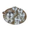 Premium Sterling Silver Tea Set - 6-Piece Handmade Teapot & Kung Fu Teacups Business Gift