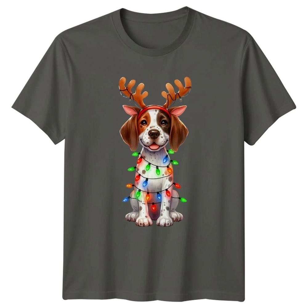 Dog Christmas Antlers Holiday Unisexs TShirt Unisexs Graphic Tee S