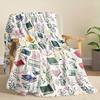 Watercolor Books & Wildflowers Flannel printed blanket suitable for all seasons suitable for living room office sofa and travel
