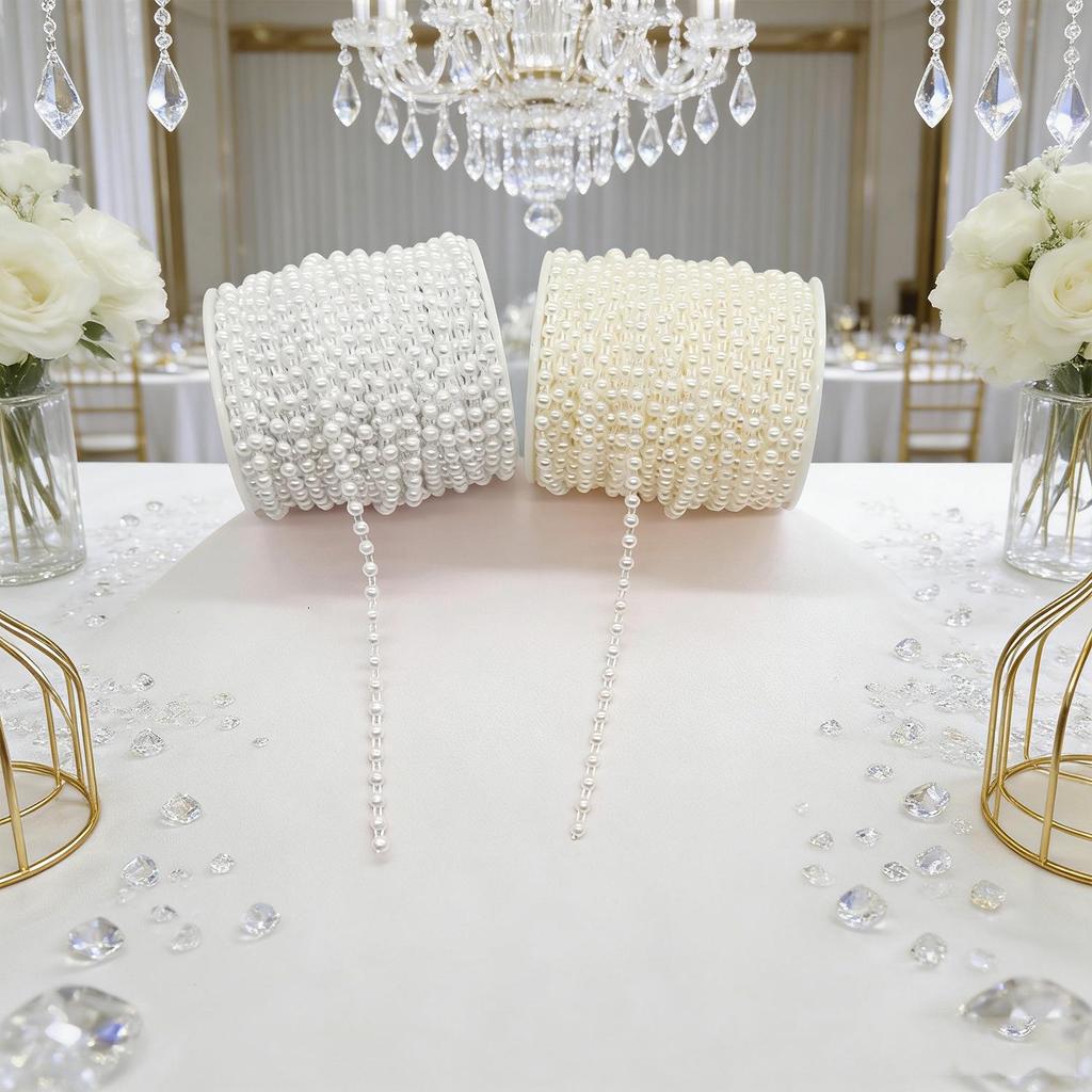 Double-Strand Half-Face Imitation Pearl Bead Chain for DIY Necklace and Curtain Decoration