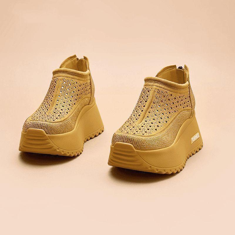 

Женские весенне-летние кроссовки на толстой подошве, подходящие ко всему, маленькие мужские, увеличивающие рост, сетчатые дышащие кроссовки «папины» EU36/CN37 жёлтый