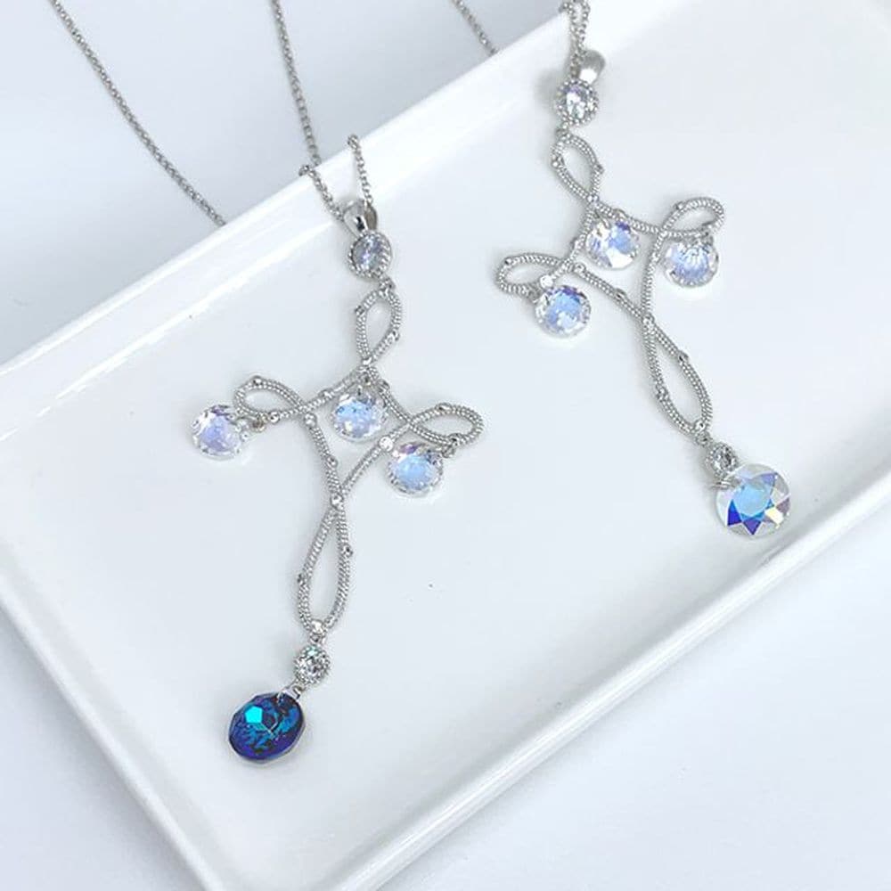 Crystal Long Cross Dot Necklace