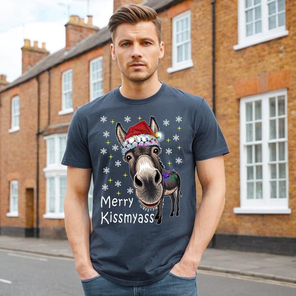 MERRY KISSMYASS DUNKY | Christmas Funny Gift | Men's Xmas Tshirt Joke Tee Top