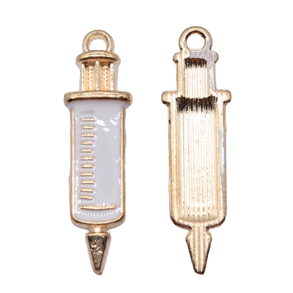 

10шт Шприц Шармы Шармы Kc Золотой Цвет Цинковый сплав 30X8mm