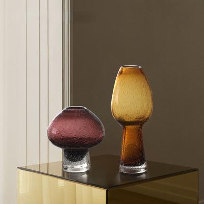 Buntglasvase, funkelnde Glasflasche, geometrische Pilzform, Blumenvase, Terrarium, Wohnaccessoires