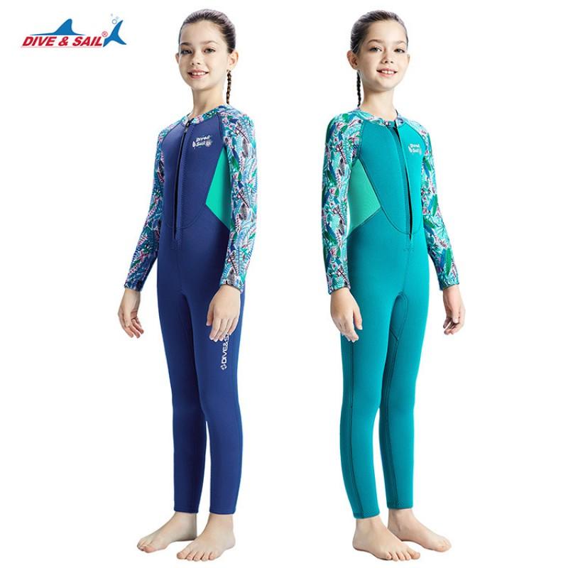 Girls 2.5mm Neoprene Wetsuit Full Body Long Sleeve Snorkeling Swimming Surfing Warmth Protection