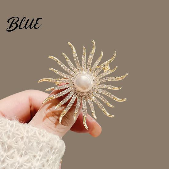 Scarf Pin Women Brooch High-Gloss Rhinestone Faux Pearl Inlay Sparkling