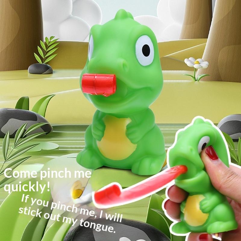 Green Frog Squeeze Toy With Popping Tongue Soft Elastic Texture For Kids Party Favors Stress Relief