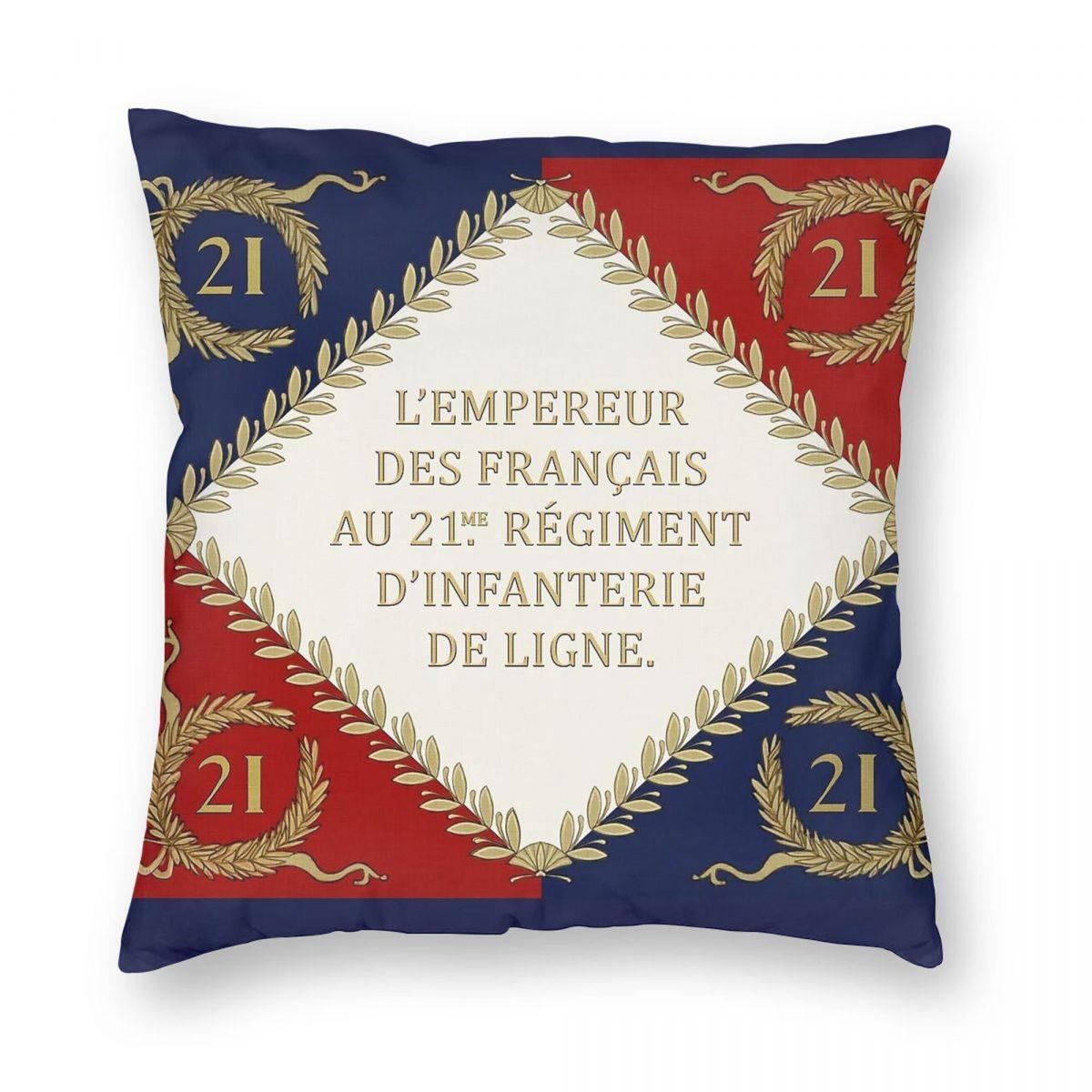 Napoleonic French Regimental Flag Square Pillowcase Polyester Linen Velvet Pattern Zip Decor Room Cushion Case 30x30cm 12x12in