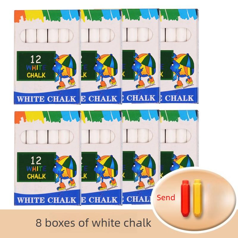 12 PCS Dustless Chalk Colored / White Non-Toxic Dust-Free Vibrant Blackboard Kids Teachers Stationery Office School Supplies