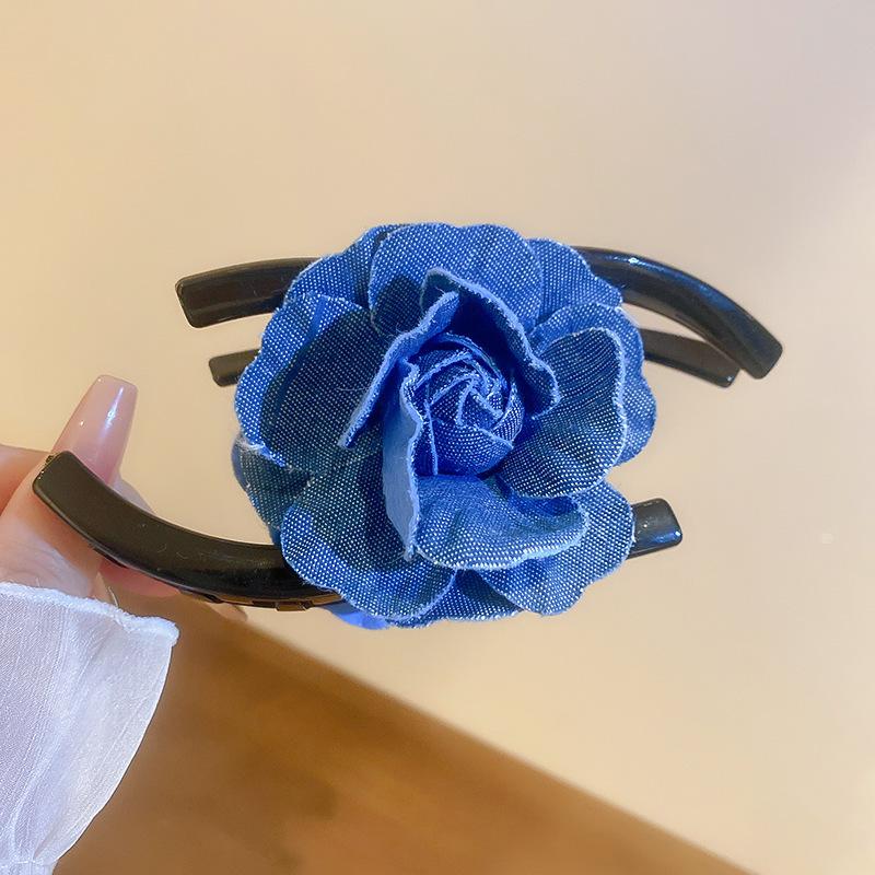 Denim English Alphabet Bow Braided Rope Hairpin Niche Fashion Personality New Catch Clip Shark Clip