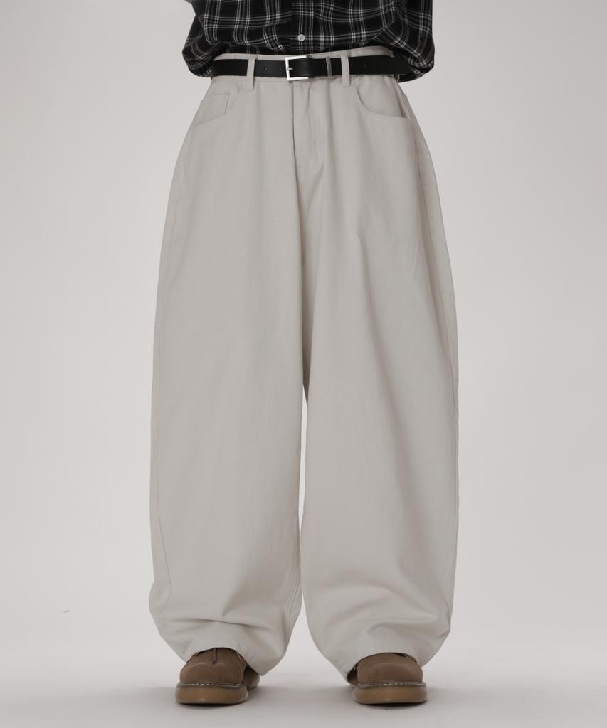Dibellobeu Bold Balloon Fit Cotton Pants_Ecru