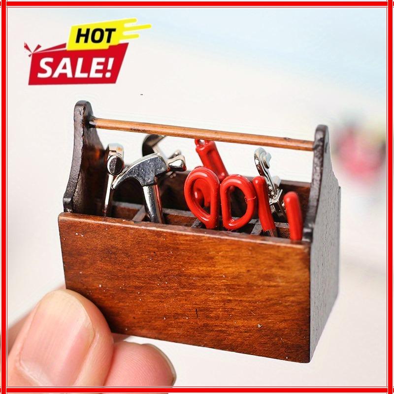 9pcs 1:12 Dollhouse Miniature Toolbox Handmade Mini Tools Sets Model Furniture Accessories For Doll House Decor Kids Toys DIY