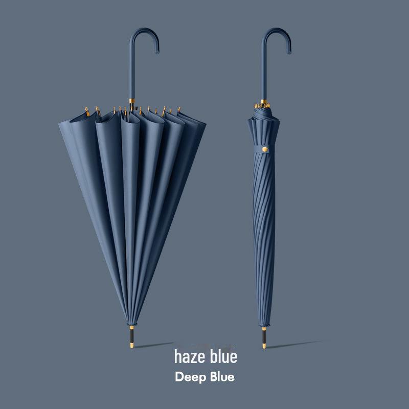 16-Rib Wind-Resistant Long Handle Umbrella with Custom Logo