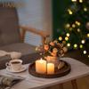 Rustic Round Wooden Serving Tray Farmhouse Decorative Candle Holder Tray for Coffee Table Bathroom Vanity and Home Decor