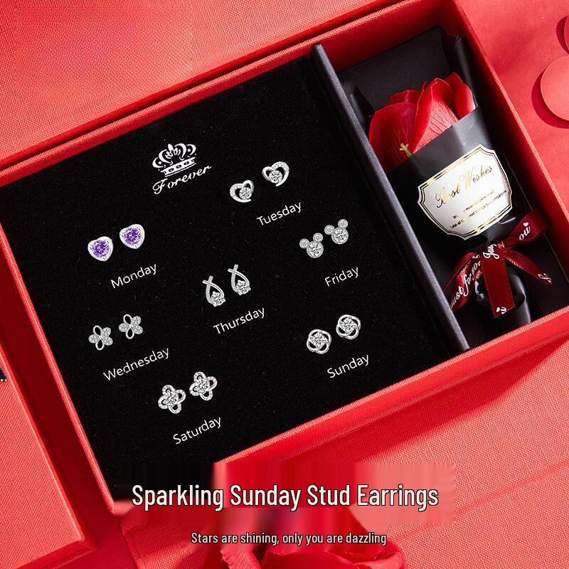 Sterling Silber 925 Ohrstecker Set - Elegant Leichter Luxus für Geburtstags- oder Weihnachtsgeschenke für Mädchen