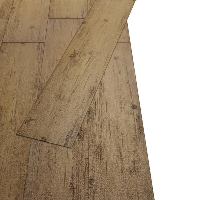 Planches de plancher PVC - vidaXL - Marron noyer - 5,26 m² - Résistantes à l'eau - Antidérapantes