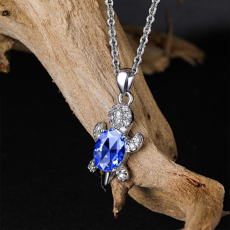 Elegant Turtle Necklace and Earring Set with Full Diamond Design