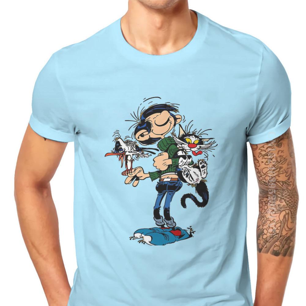 Gaston Lagaffe Fumetti Magliette in Cotone I Gemelli del Giocatore Personalizza Uomo Magliette da Uomo Maglietta Divertente Maglietta Abbigliamento Oversize