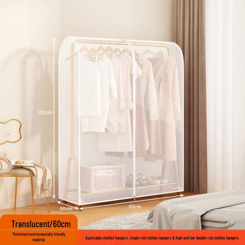 Floor-Standing Transparent Dustproof Coat Rack Cover - Waterproof & Fully Enclosed