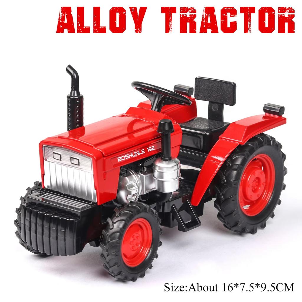1:32 Agricultural Tractor Alloy Model Toy Diecast Car Front Wheel Steering Rubber Tires Miniature Vehcies Children's Puzzle Toys