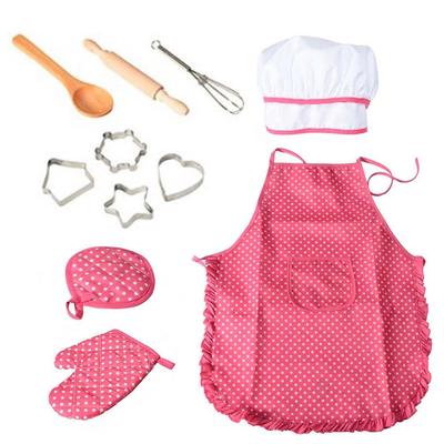 11 Pcs Chef Role Play Set With Dress Up Costume And Kitchen Accessories Kids Pretend Play Toy