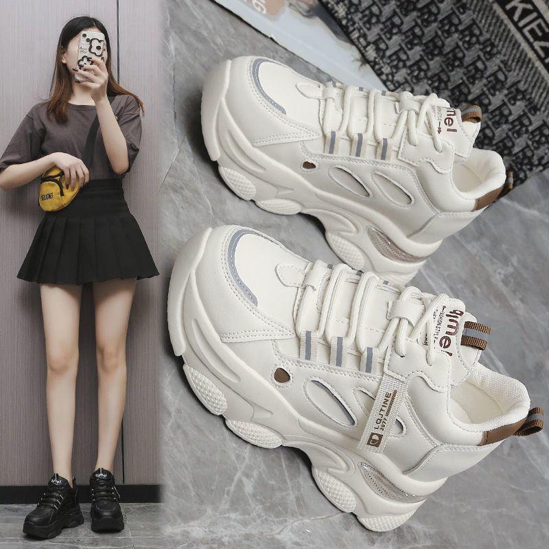 Korean version of dad shoes, women's travel shoes, little white shoes, heightened thick soles, simple and fashionable running shoes, not stinky, not