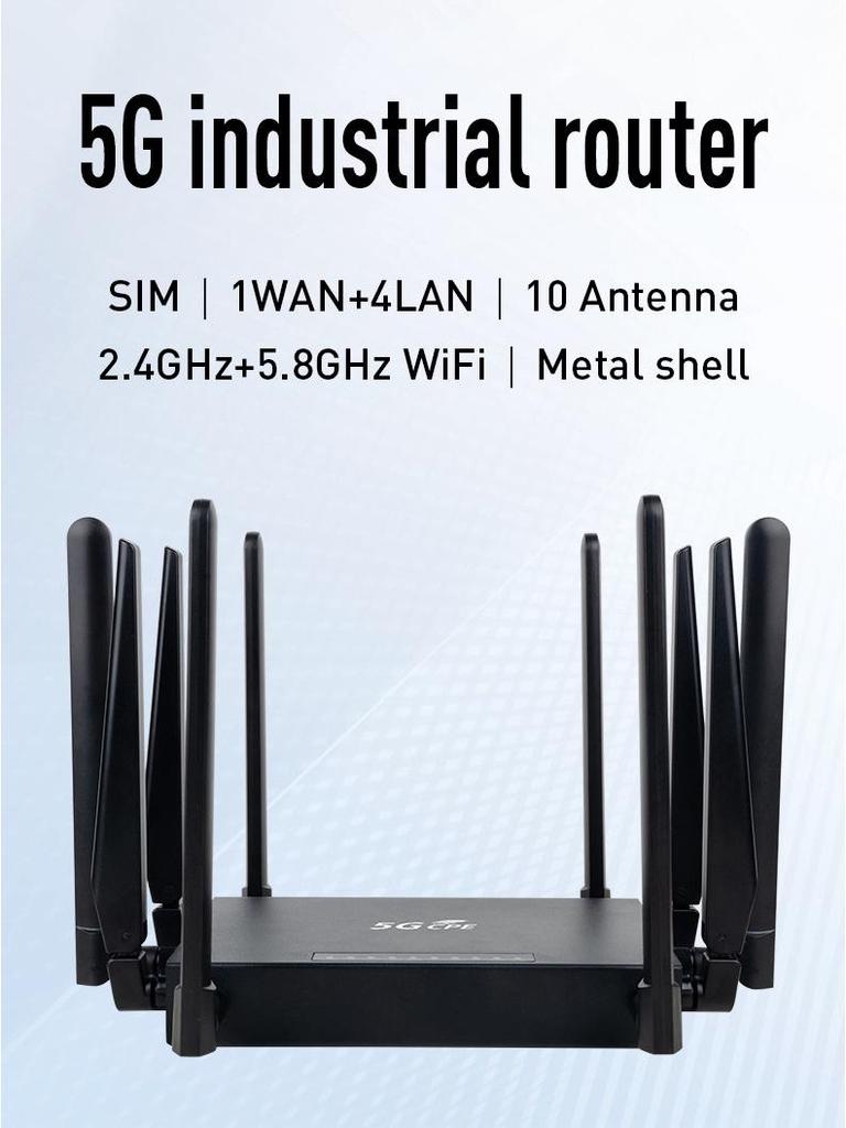 5G Dual-Band Wireless Router with SIM Card Slot, Ten Antennas, for EU & Asia WiFi Sharing