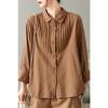Pure Cotton Retro Splicing Long-sleeved Shirt Spring Autumn New Loose Top Casual Lapel Short Women's